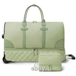 Rolling Duffle Bag with Wheels, 21 Inch Flight Approved Duffle Bag for Green