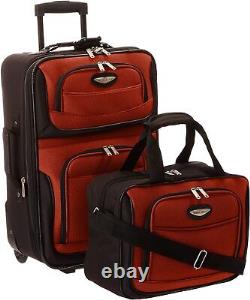 Rolling Expandable Luggage Wheeled Suitcase With Travel Tote Carry Bag 2 Pcs Set