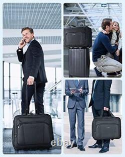 Rolling Laptop Bag, 17.3 Inch Rolling Briefcase with Wheels for Men Black