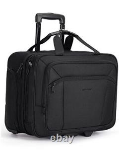 Rolling Laptop Bag, 17.3 Inch Rolling Briefcase with Wheels for Men Black