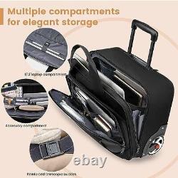 Rolling Laptop Bag, Rolling Briefcase for Men & 17.3 inch Black+Black Zipper
