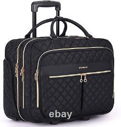 Rolling Laptop Bag Women, Rolling Briefcase for Women, 17.3 Inch With