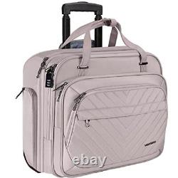 Rolling Laptop Bag Women with Wheels 15.6 Inch Rolling Briefcase Dusty Pink