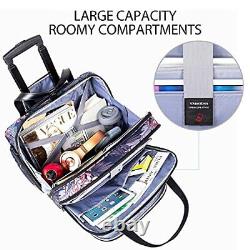 Rolling Laptop Case for Women, Premium Rolling Travel Luggage Bag Fits Up to