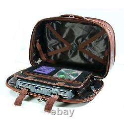 Rolling Leather Briefcase Leather Business Travel Bag Lawyer Document Bag Wheels