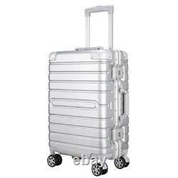 Rolling Luggage Aluminum Frame PC Material Suitcase Travel Bag Business Solid