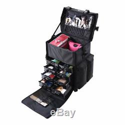 Rolling Makeup Soft Case Artist Salon Box Trolley Cosmetic Organizer Train Bag