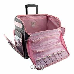 Rolling Sewing Tote Machine Case Wheels Storage Compartments Travel Bag Gray