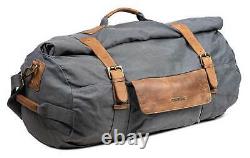 Royal Enfield Classic Duffel Bag, Roll Top with Leather Straps Worn Gray