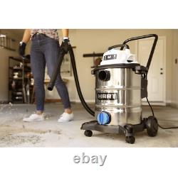 SHOP VAC WET DRY VACUUM Cleaner 8 Gal 6 HP Stainless Steel Attachments Rolling