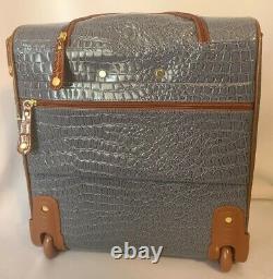 Samantha Brown Croco Embossed Rolling Carry-It-All Bag-Bravo Blue-NWT