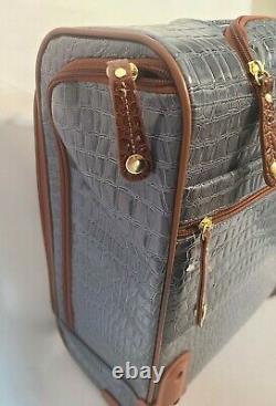 Samantha Brown Croco Embossed Rolling Carry-It-All Bag-Bravo Blue-NWT