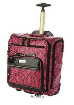 Samantha Brown Embossed Rolling Carry-It-All Bag Snake Print Fuchsia/Black