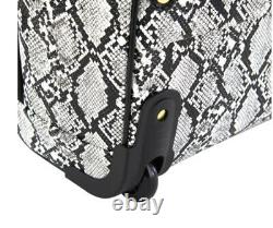 Samantha Brown Embossed Rolling Carry-It-All Bag Snake Print Fuchsia/Black