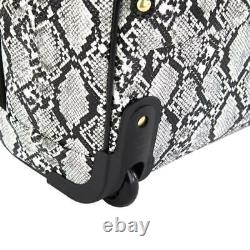 Samantha Brown Embossed Rolling Carry-It-All Bag Snake Print Tan Black NWT NEW