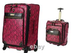 Samantha Brown Python Embossed 26 Spinner&Rolling Carry-It-All Bag Fuchsia/Blac