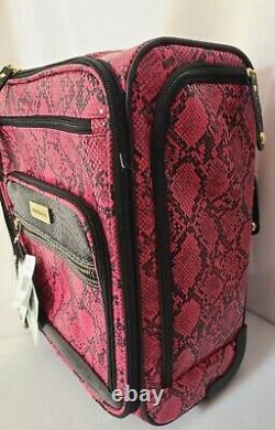 Samantha Brown Python Embossed Rolling Carry-It-All Bag-Fuchsia Black-NWT
