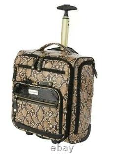 Samantha Brown Python Embossed Rolling Carry-It-All Bag-Tan Black-NWT