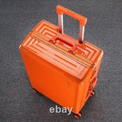 Sleek Waterproof Rolling Bag Hard Shell Spinner Case, Orange, 24 inches