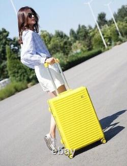 Sleek Waterproof Rolling Bag Hard Shell Spinner Case Yellow 22 inches