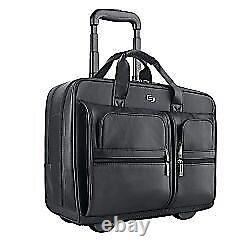 Solo New York Solo Franklin Rolling Leather Laptop Bag, Black, 15.6