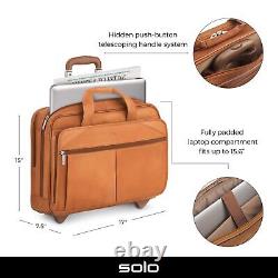 Solo Walker Leather Rolling Laptop Bag, Tan