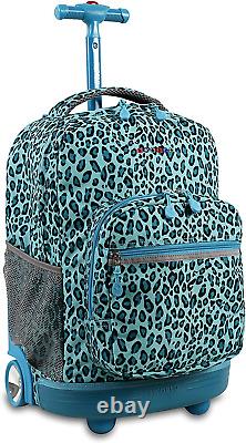 Sunrise Rolling Backpack. Roller Bag with Wheels 18? Mint Leopard