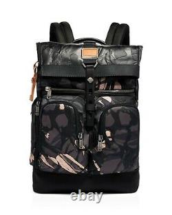 TUMI Gray Highlands Camo ALPHA BRAVO LONDON ROLL-TOP Leather Trim Backpack NWT