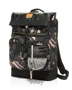 TUMI Gray Highlands Camo ALPHA BRAVO LONDON ROLL-TOP Leather Trim Backpack NWT