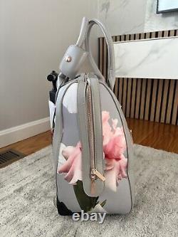 Ted Baker London Grey Floral Ordina Chatsworth Weekender Luggage Rolling Bag