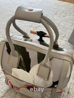 Ted Baker London Grey Floral Ordina Chatsworth Weekender Luggage Rolling Bag