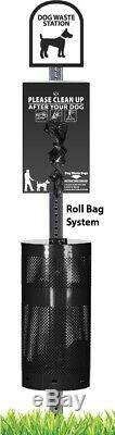 The Sentry Dog Waste Station JJB006-Black Roll Bag System