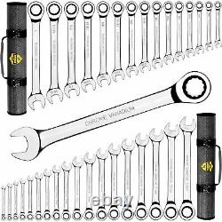 ToolGuards 33 Pieces Ratcheting Wrench Set with Roll Bag