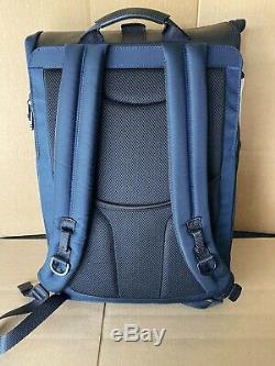 Tumi Alpha Bravo London Roll Top Laptop Business Backpack 232388 Navy New