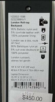 Tumi Alpha Bravo London Roll Top Laptop Business Backpack 232388 Navy New