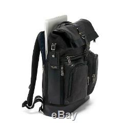 Tumi Alpha Bravo London Roll Top backpack Leather Distressed Black