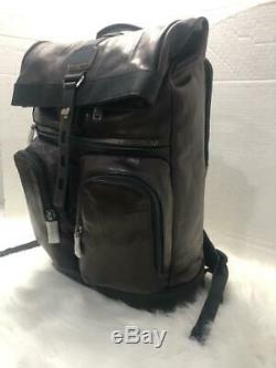 Tumi Alpha Bravo London Roll Top backpack Leather Distressed Black