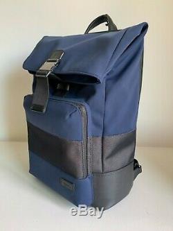 Tumi Harrison Oak Roll Top Backpack Business Laptop Bag Navy Reflective Minimal