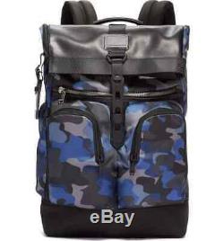 Tumi Mens London Roll Top Backpack Rucksack Laptop Bag Blue Camo 103705-8138 NWT