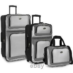 US Traveler Black New Yorker 3-Piece Expandable Rolling Luggage Suitcase Bag Set