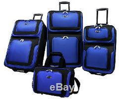 US Traveler Black New Yorker 4-Piece Expandable Rolling Luggage Suitcase Bag Set