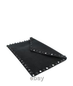 Valentino Rockstud Rolling Black Leather Clutch Bag