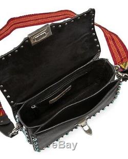 Valentino Rockstud Rolling Guitar-Strap Black Leather Shoulder Bag $3495.00