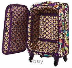 Vera Bradley 22 Spinner Retired Plum Crazy Pattern Rolling Travel Bag $300 Nwot