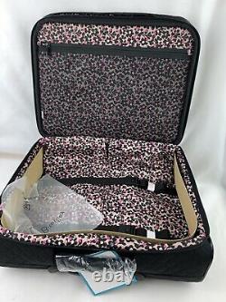 Vera Bradley On A Roll Work Bag CLASSIC Black Rolling Suitcase Travel Tote New