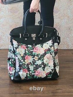 Victorian Trading Pink & White Roses Floral Carry-On Rolling Suitcase Laptop Bag