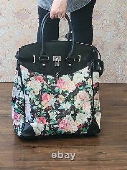 Victorian Trading Pink & White Roses Floral Carry-On Rolling Suitcase Laptop Bag