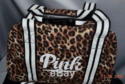 Victorias Secret Pink LEOPARD 3 Pc Luggage Wheelie Duffel Bag Set Suitcase NWT
