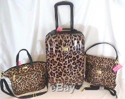 Victorias Secret Supermodel LEOPARD Luggage SET Wheelie Suitcase Duffle Bag NWT