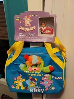 Vintage 1986 POPPLES MoC Roll Bag Duffle Coin Purse Factory Sample Canvas AmToy